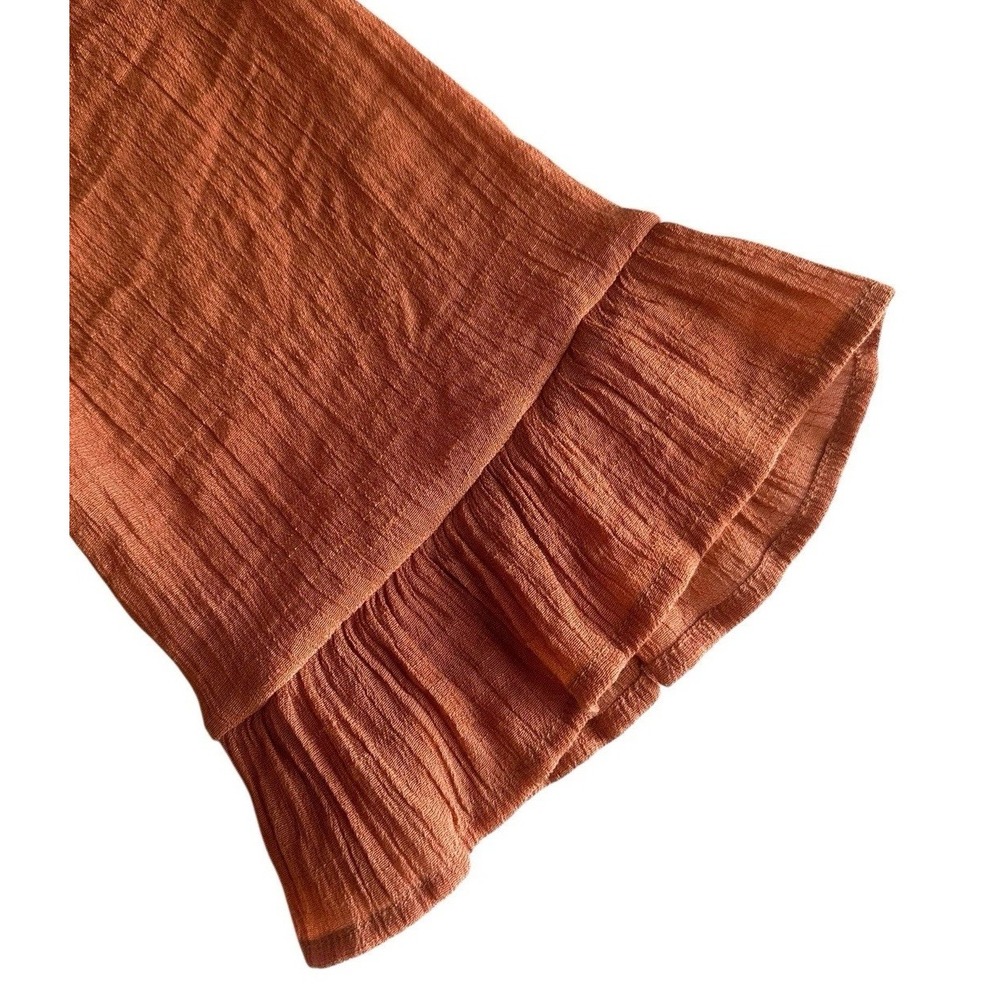 Anthropologie Naif Peasant Dress Size Small Bell Sleeves Ruffles Buttons Rust - Picture 5 of 9